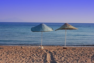 umbrella and chairs on beach
