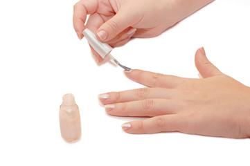 woman hand with nail varnish isolated
