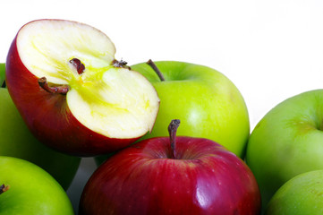 red apple and half of red apple