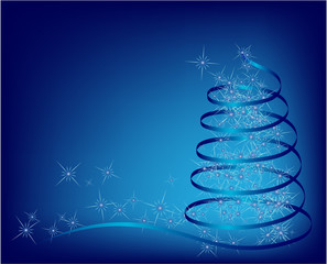 blue abstract christmas tree. vector illustration