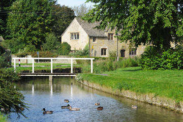 View of Typical English Village of Lower Slaughter
