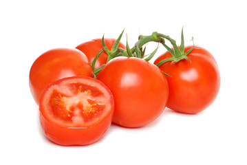Isolated tomato with one sliced