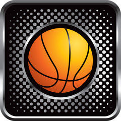 Basketball on black halftone web button
