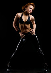 Beautiful red girl on black