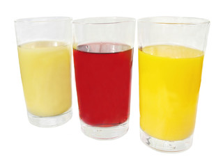 three juice glasses