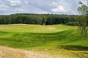 golf field with blue sky