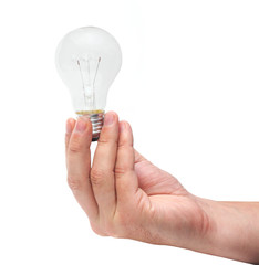 Energy bulb in man hand