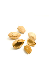 Cracked almon nut on white