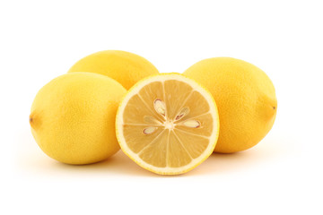 Lemon slice and ripe lemons