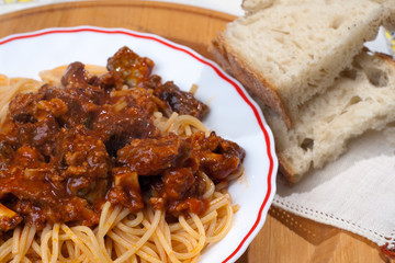 Spaghetti with Soffritto and Bread
