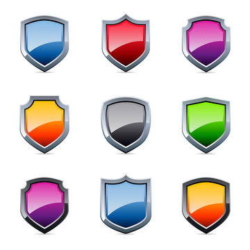 Glossy shield icons