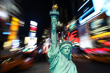 The statue of Liberty and times square