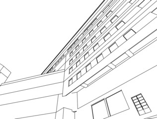 municipal buildings, black and white style