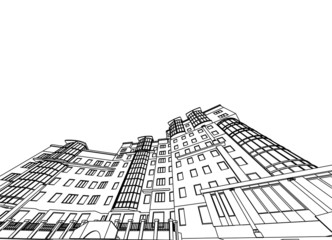 municipal buildings, black and white style