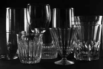 Glass subjects on a black background