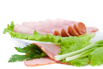sliced pork with greens