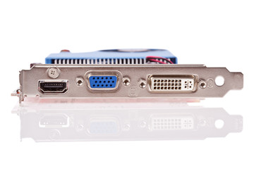 Obraz premium Video card with HDMI, VGA and DVI connectors isolated