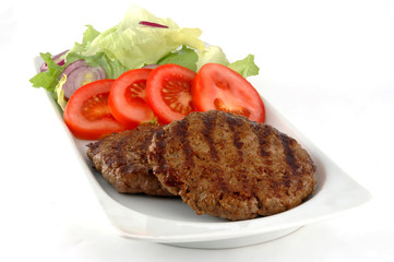 Hamburger plate isolated in white