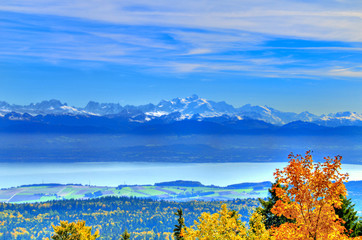 Lake Geneva and the Mount Blanc Massif