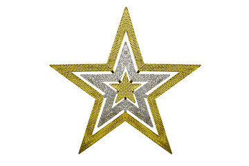 Obraz premium Gold star Christmas decoration on isolated background