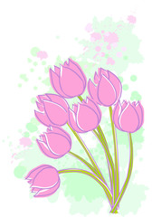 rosa Tulpen auf hellgrünem Hintergrund