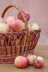 wattled basket with apples