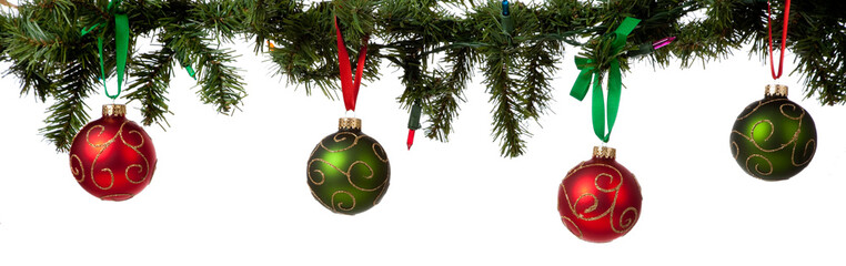 Christmas ornament hanging from garland - obrazy, fototapety, plakaty