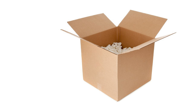 An open empty cardboard box