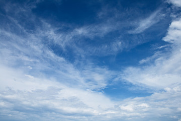 White clouds against the blue sky in the summer