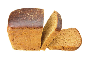 photo of black bread over the white background