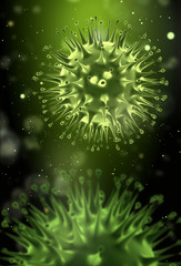 Fototapeta premium Flu virus concept with bacterias