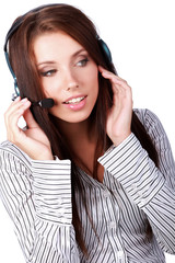 Business customer support operator woman smiling - isolated