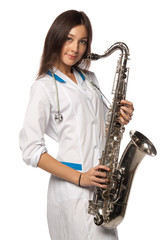 Sexy doctor with saxophone