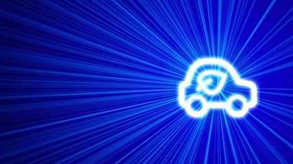 3D blue background with eco car icon