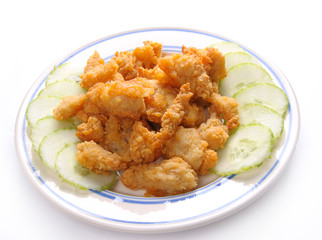 plate of fast food fried chicken nugget