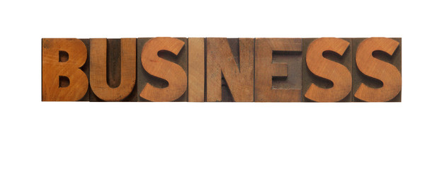 the word business in old wood type