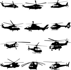 collection of helicopter vector - obrazy, fototapety, plakaty