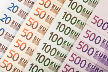 European currency banknotes background