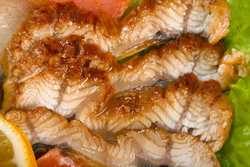 Cooked salmon fillets in assortment