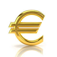 Fototapeta premium Golden euro sign on white