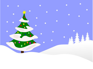 A blue Christmas Winter Scene