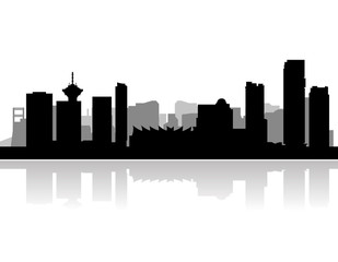 vancouver city skyline vector - obrazy, fototapety, plakaty