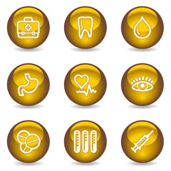 Medicine web icons, gold glossy series