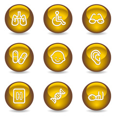 Medicine web icons set 2, gold glossy series