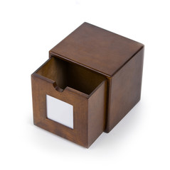 stylish wooden cabinet over white background