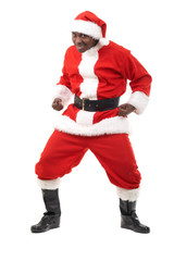 happy black santa claus over white background