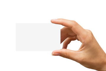 Obraz premium empty business card in a women's hand