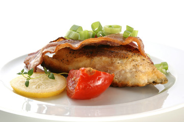 grilled carp fillet with potato and vegetable