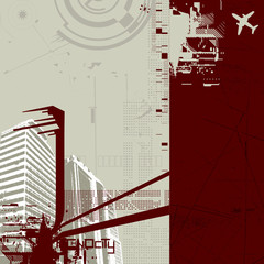 building and digital background