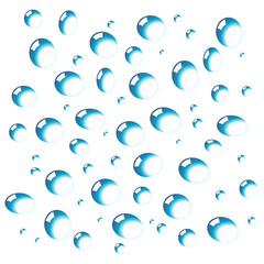 Water drops isolated over white square background
